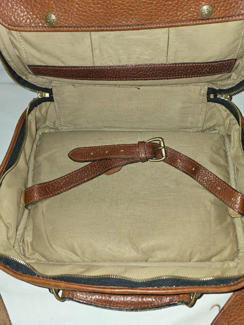 Vintage Territory Ahead Brown Full Grain Leather Overnight Weekender Travel Bag